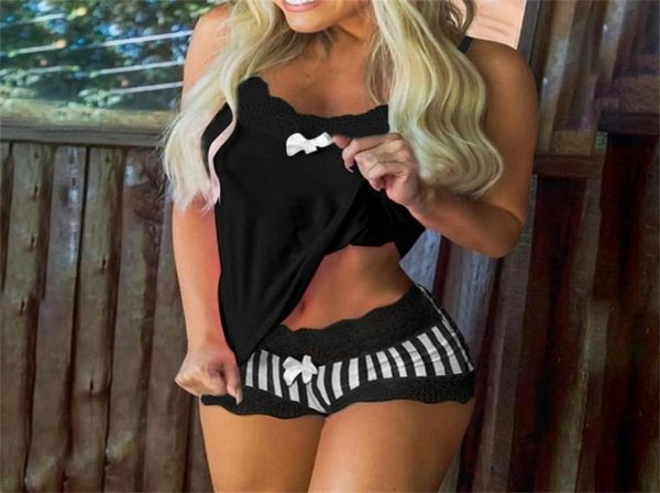 

women039s pajamas sets with shorts trouser suits sleepwear home clothes home nightie outfits female set woman christmas nightwe7198815, Black;red