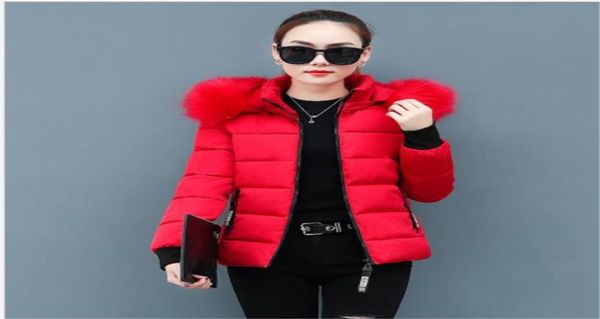 

2019fashion autumn winter women jacket plus size 4xl down cotton coat slim female hooded fur collar zipper casual snow wear h1915632882, Black