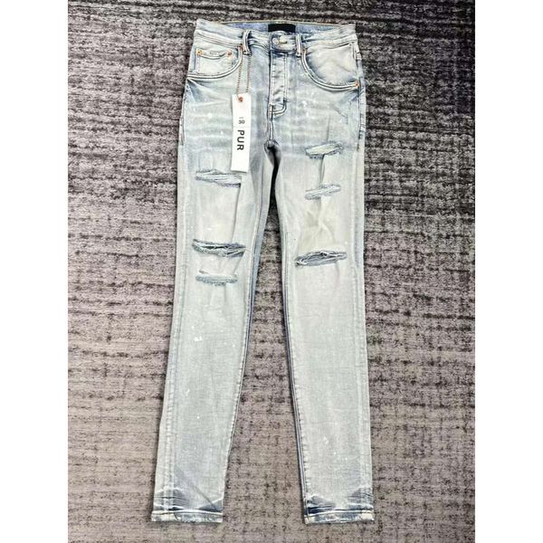 

purple jeans retro pantalones brand denimksubi designer mens ripped straight regular denim tears washed old long fashion hole stack 2 ny1x33, Blue