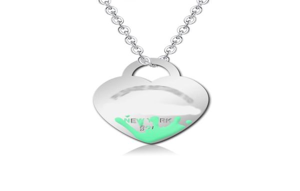 

fashion heart necklace man womens stainless steel 19mm couple pendant blue pink green red jewelry valentine day gift for girlfrien4414401, Silver