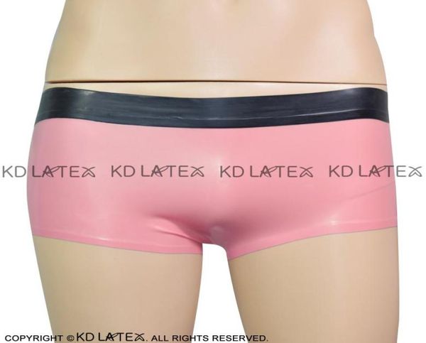 

baby pink and black latex briefs underpants with trims on rubber boyshorts underwears panties 01537321924, Black;white