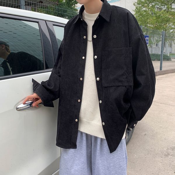 

men's jackets men shirts autumn fashion slim fit vintage corduroy shirt male casual loose long sleeve 230818, Black;brown