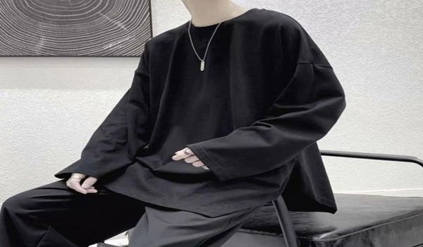 

men039s tshirts spring autumn thin plain simple base tshirt oversize loose style harajuku casual long sleeve clothes funny co6636386, White;black