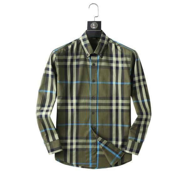 

2022 luxury designer fashion men039s shirts long sleeve mid plaid business casual brand spring slim shirt m3xl9339396, White;black