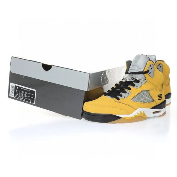 

yellow fire black jumpman 5 basketball shoes sp og man/woman sport sneaker with original box fast delivery