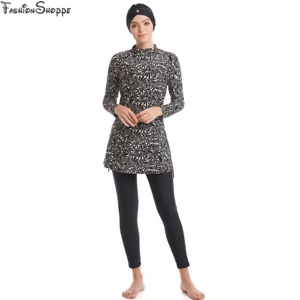 

muslimah swimsuit 2020 new long sleeve swim beach surf wear islamic swimwear patchwork color muslim 4xl2062