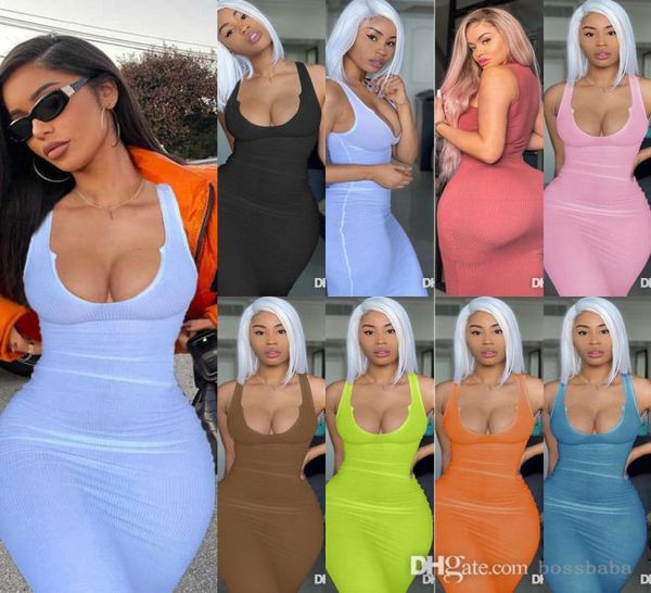 

designers dress maxi long dresses for women uneck knitted sleeveless long bodycon black white two pieces set club wear skirt8577203, Black;gray