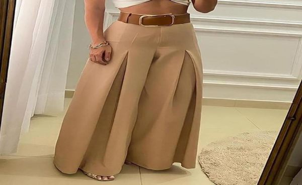 

women039s tracksuits european and american style casual solid color open fold wideleg pants8179970, Gray