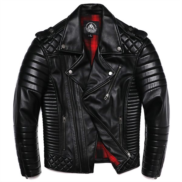 

men's jackets sheepskin genuine leather jacket oblique zipper fashion motocycle slim soft spring and autum clothing short coat 230818, Black;brown