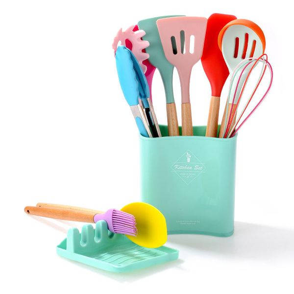 

12 pcs in 1 set silicone kitchenware colorful silicone utensils cooking sets