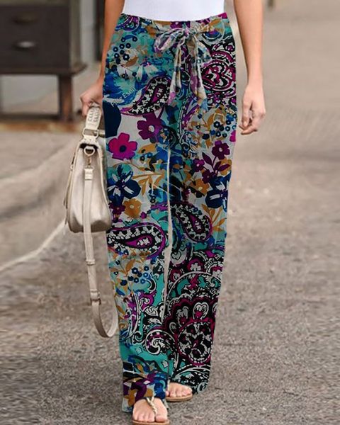 

women's pants s 2023 springsummer latest trend harley loose print retro style and comfortable breathable 230818, Black;white