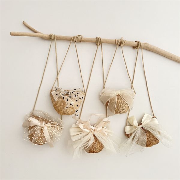 

backpacks summer foreign style lace tulle polka dot bow children s bag small crossbody bags coin purse baby girl accessories 230818