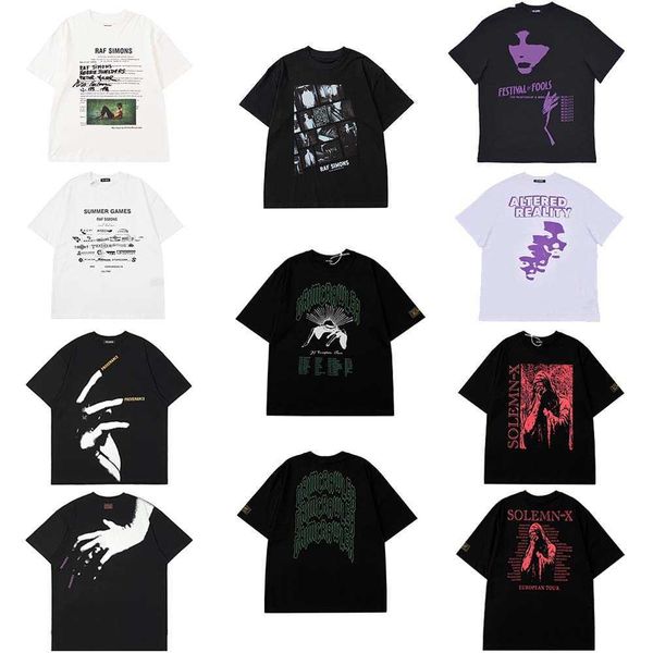 

men's t-shirts raf simons collection t-shirt niche high street phantom portrait p finger letter print men and women short sleeved, White;black