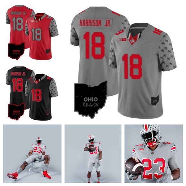 

2023 ohio state buckeyes football 22 steele chambers 56 kayden mcdonald 68 george fitzpatrick 67 austin siereveld 5 dallan hayden 19 chip tr, Black;red
