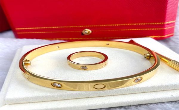 

stainless steel love bracelets silver rose gold bangles women men bangle screw bracelet couple classic diamond jewelry accessories2707246, Black