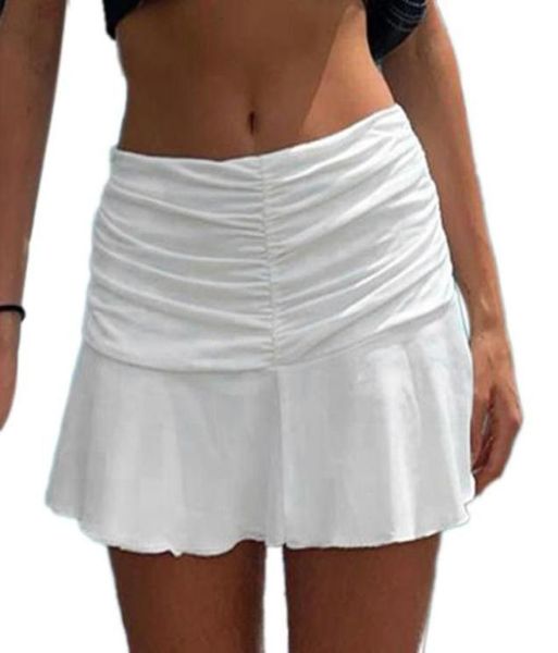 

preppy style ruched pleated skirts woman high waist casual 90s mini skirt lady trendy 2021 y2k summer beachwear white9571969, Black