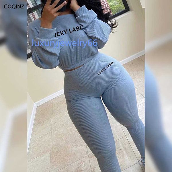 

sports tracksuit women two piece set winter lucky label 2 piece sets womens outfits sweatsuits jogging femme k20s09006 210712, Gray