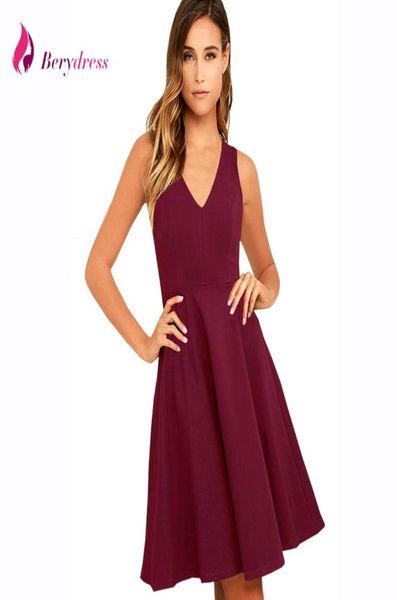 

berydress women dress v neck summer dresses burgundy casual female clothing midi party dresses black cocktails vestidos 20188651786, White;black