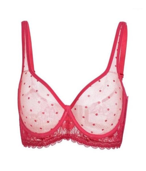 

vgplay see through women bra mesh hollow lace lingerie plus size for big breast unlined ultra thin stretch brassiere13048605, Red;black
