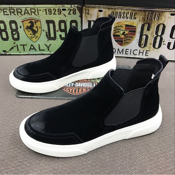 

boots mens fashion chelsea boots handsome streetwear platform shoes breathable cow leather boot black ankle botas chaussure homme mans 23081