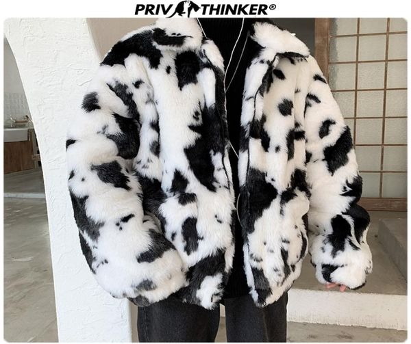 

privathinker 2019 winter men cow thicken faux fur parka jacket male fashion loose warm coat male streetwear winderbreak oversize y4998478, Black