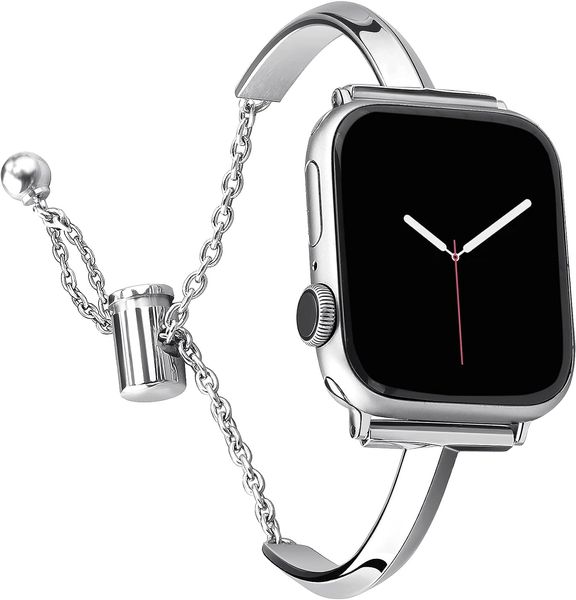 

Stainless Steel Band Compatible with Apple Watch Band iWatch SE Series 8 7 6 5 4 3 2 1, Slim Versatile Bangle Bracelet for Women