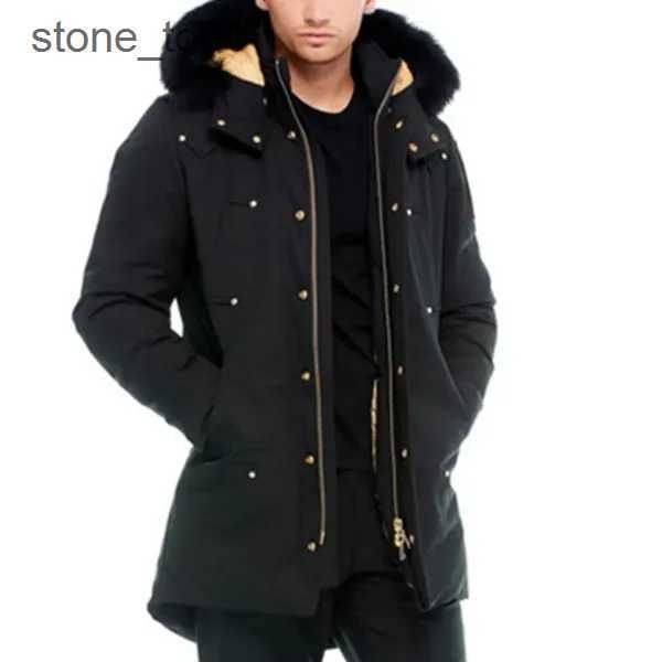 

down parkas golden mooses knuckles long style canadian winter jacket stag lake hooded classic windproof thick black and brown fur parka coat