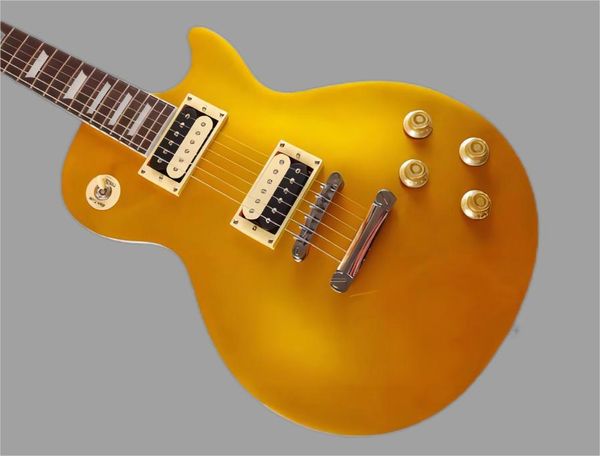 

electric mahogany body guitar, gold original wood back, stock, fast delivery