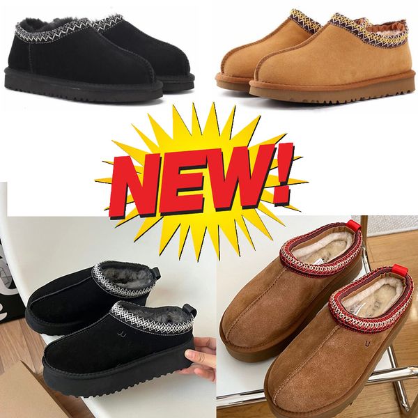 

mens snow boots tasman fuzzy slippers chestnut fur slides sheepskin shearling tazz mules women men ultra mini australia shoes suede upper co, Black