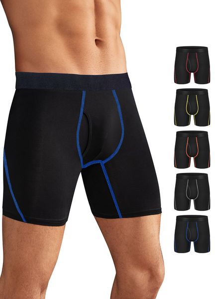 

underpants 5pcs men's boxer briefs performance breathable tagless comfy silk waistband 6 with fly 230818, Black;white
