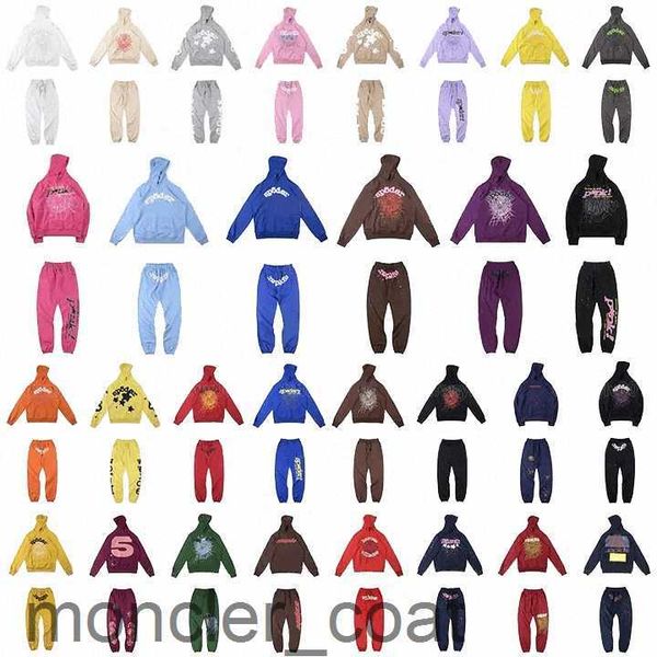 

designer mens sp5der hoodie and pants tracksuit young thug spider hoodies womens sweatshirts web printed 555555 graphic y2k hoodies, Black
