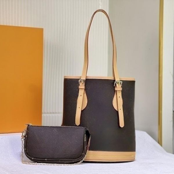 

designer classic handbag 2-piece stylish letter bucket bag women's leather women's clutch vintage shoulder bag crossbody bag