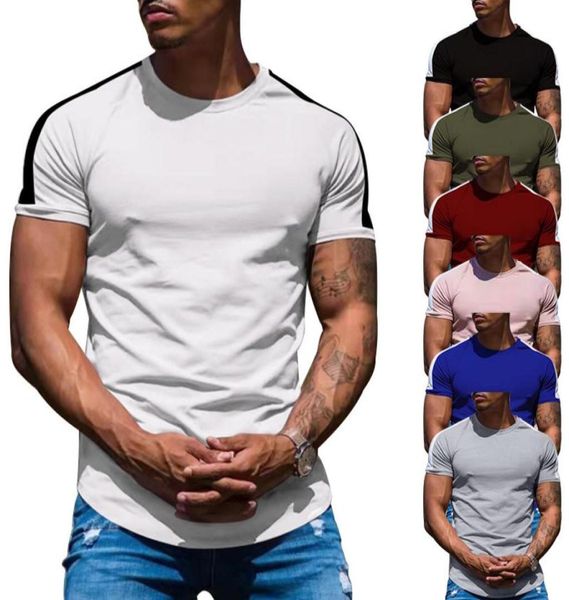 

men cotton short sleeve t shirt fitness slim patchwork black tshirt male brand gym tees summer new fashion casual clothing5692259, White;black