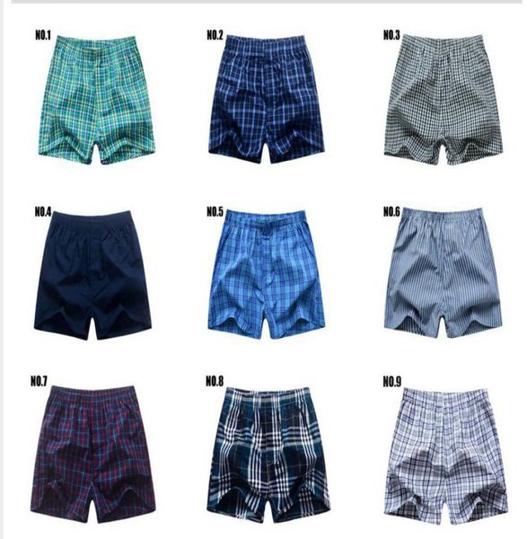 

new lot cotton underwear men plaid boxer sleep bottoms ss underpants brand loose mans casual homewear panties8895091, Black;white
