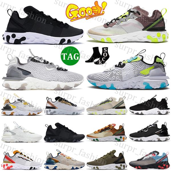 

fashion react element casual shoes vision triple black white ridescent vast grey honeycomb schematic man women sports sneakers trainers