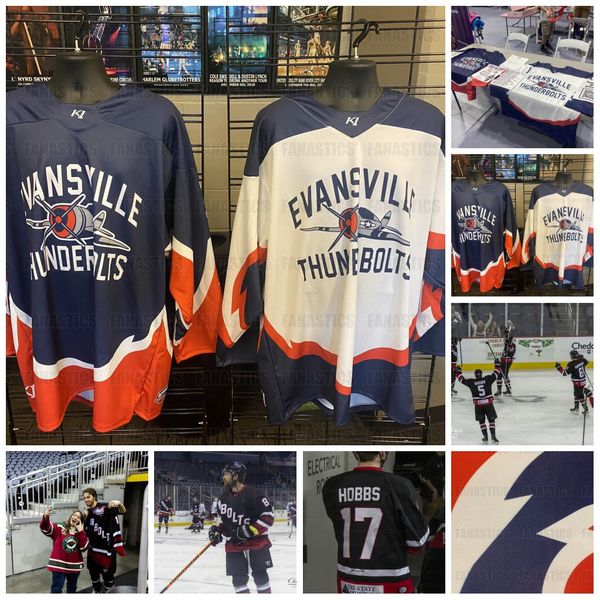 

evansville thunderbolts 2023 jerseys andrew shewfelt conner jean jake goldowski derek osik jason lavallee matthew hobbs matt dorsey cameron, Black;red