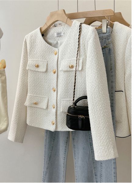 

womens jackets autumn coat for women elegant sweet casual korea temperament chic tweed korean fragrance clothing 230818, Black;brown