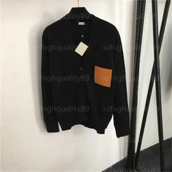 

knitted sweater women sweaters womens designer knit jacket patchwork pocket v-neck long sleeve wool knits coat designer cardigan jackets, White;black