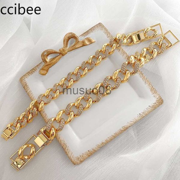 

bangle hip hop bracelet zircon cuban chain fashion design double buckle hand jewelry women's copper plated real gold jewelry j230819, Black