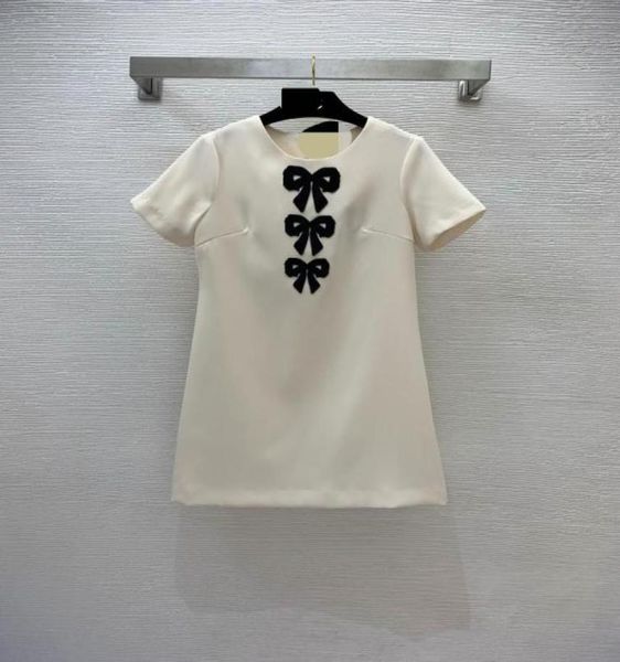 

411 2022 spring summer brand same style dress short sleeve crew new a line above knee luxury womens clothes black flora print bead9484063