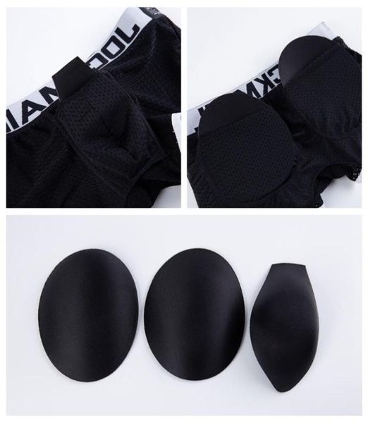 

underpants jockmail mens underwear boxer shorts mesh padded with hip pad men039s boxers calzoncillos ice silk3124531, Black;white