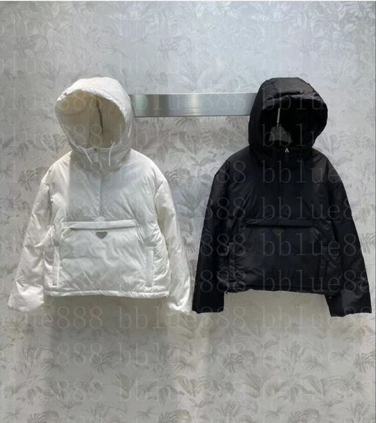 

24ss women's bread short down jacket is warm and lightweight, with a hood and zippered collar. the details of the down j acket are exce, Black