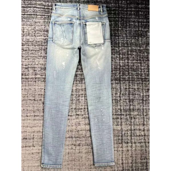

purple jeans retro pantalones brand denimjeans designer mens black denim tears ripped straight regular washed old long761, Blue