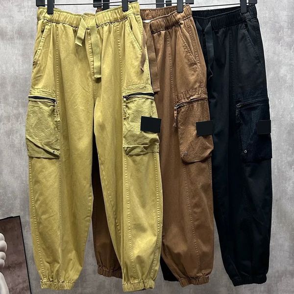 

men's tracksuits stone standard 2023 military everything with vintage wash trend side pocket bunched foot overalls 230818, Gray