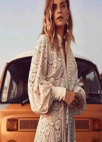 

a line lace elegant hollow out women dresses lantern long sleeve high waist bandage with vest midi white and black female fashion6617861