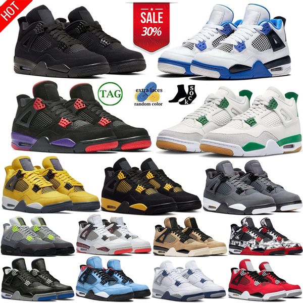 

4 classic styling basketball shoes for men women 4s pine green military black cat sail red thunder white oreo cool grey blue university seaf
