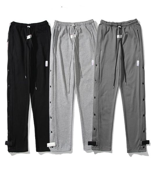

mens pants high street hip hop pants side button sweatpants casual sports trousers streetwear4538147, Black