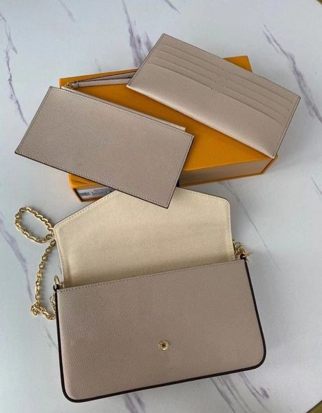 

3 pcs/set favorite multi pochette felicie women designer shoulder bag lady leather crossbody purse messenger bags flowers with box ship