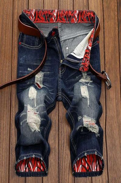 

summer new fashion pockets zipper knee length men jeans short male tide loose plus size 28 29 30 31 32 33 34 36 38 40 421836079, Blue