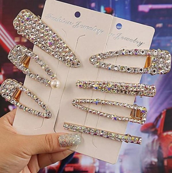 

bing women hair clips with rhinestones water drop girls duckbill clip ins bangs hairpin full diamond super flash7394145, Golden;silver